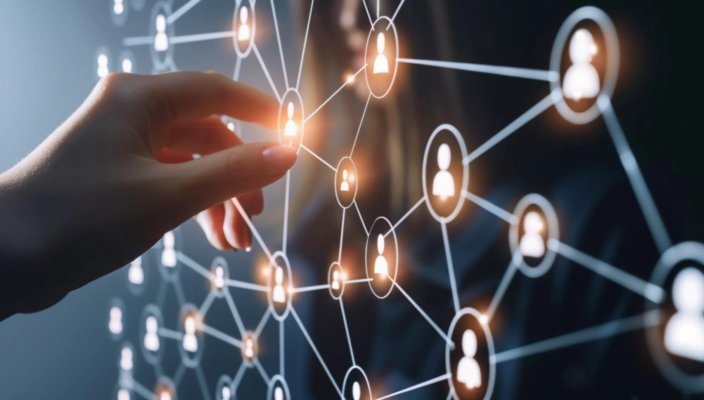 넓은 고객 네트워크를 향해 뻗은 손